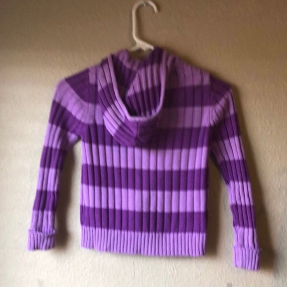Girls Jacket Arizona Y2K Sweater Hoodie Jacket Purple Striped Zip Up Girls XL 6X - Picture 7 of 11